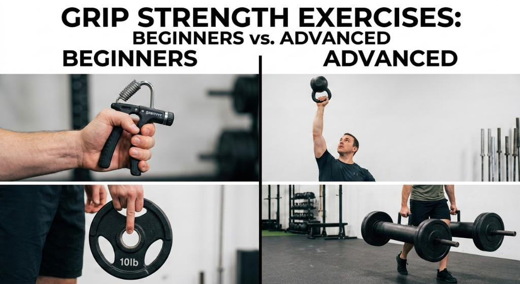 Grip strength exercises for beginners vs advanced