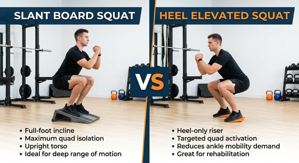 Slant Board Squat vs Heel Elevated Squat