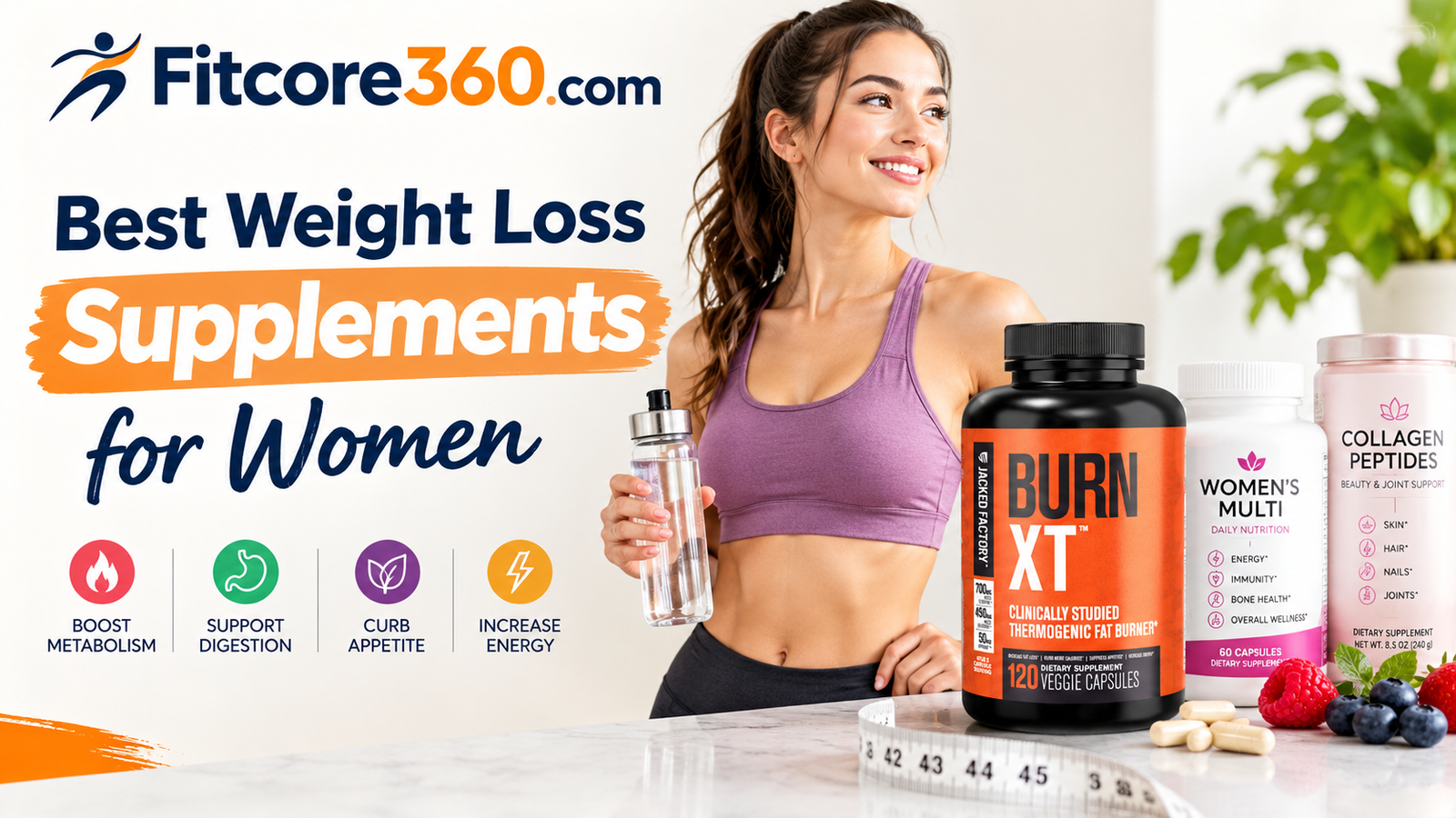 Best weight loss supplements for women featured on a clean background